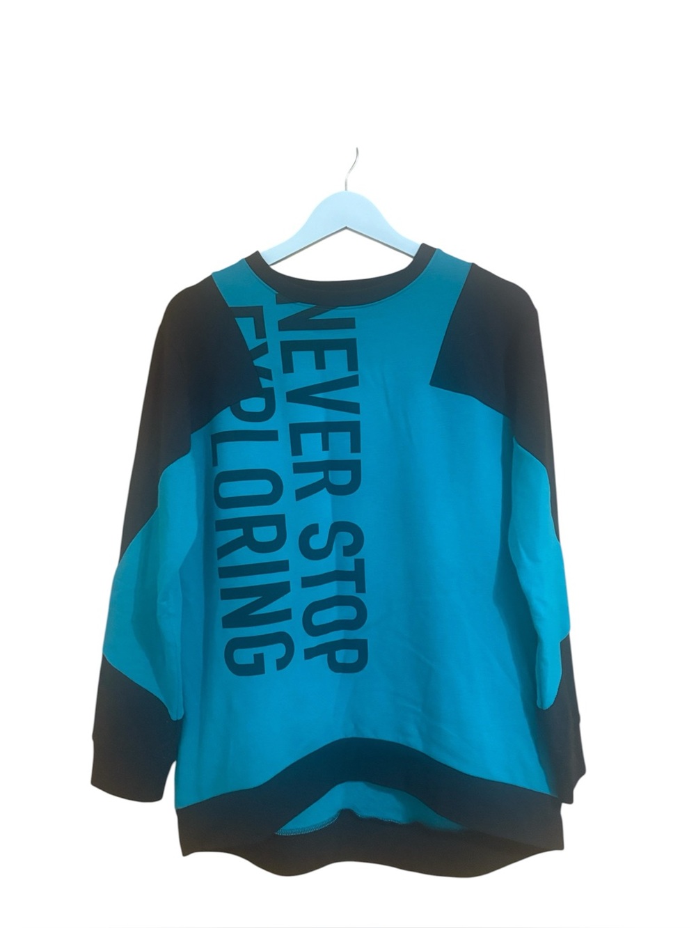 The North Face Size Medium Blue and Black Oversized Crewneck Sweatshirt